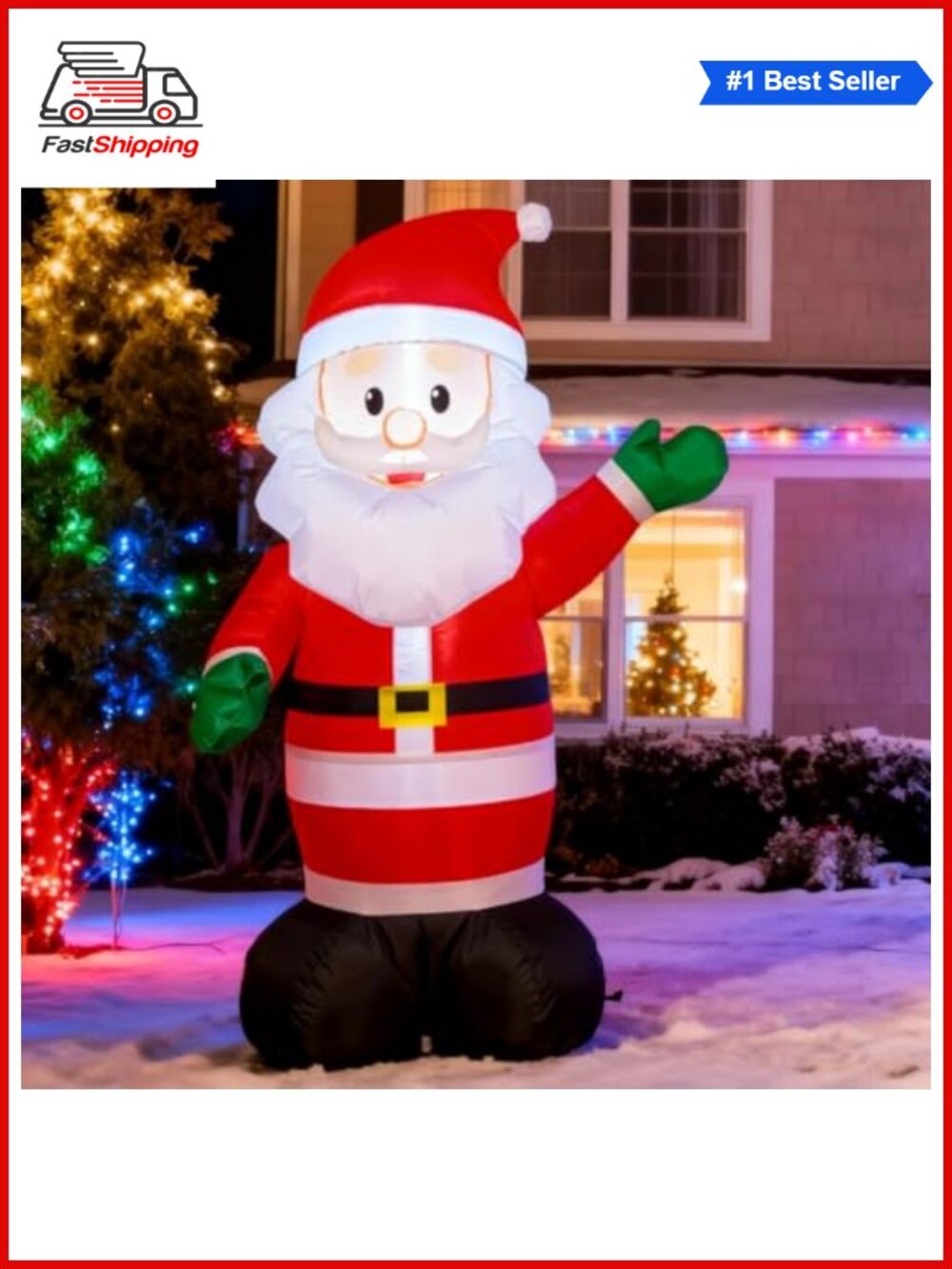 🎅 4ft Inflatable Santa Claus LED Blow Up Yard Decoration Christmas